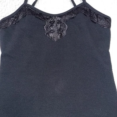 Camiseta sin mangas Y2K negra con ribete de encaje para mujer M Cami mediana hada caprichosa gótica Foto 1 de 4