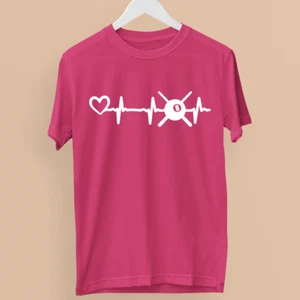 Snooker Heart Beat T-shirt Billiard Players 8 Ball Frame Pool Novelty Gifts - Picture 1 of 22