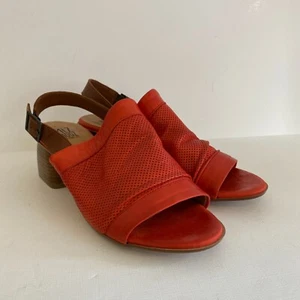 Sandalias de tacón Miz Mooz Nori de cuero escarlata perforadas punta abierta EU 41 US 9.5-10 - Imagen 1 de 7