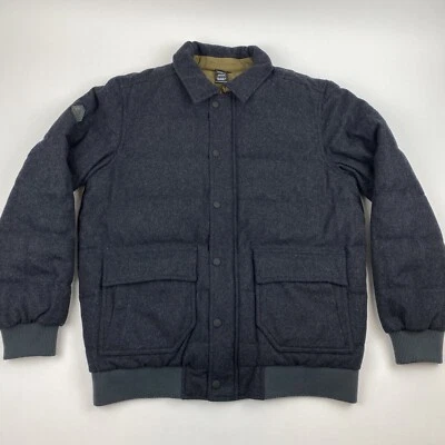 Chaqueta acolchada de lana PrAna para hombre negra carbón cremallera completa talla grande plumón de ganso Foto 1 de 4