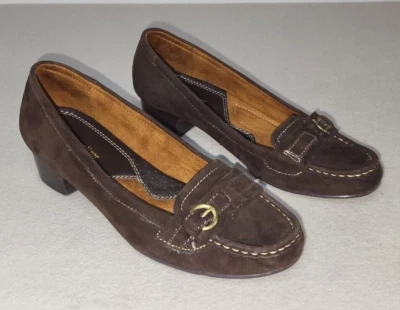 Naturalizer Loafers Womens 7.5 Low Heel Brown Round Toe Leather Buckle Casual - Image 1 of 4