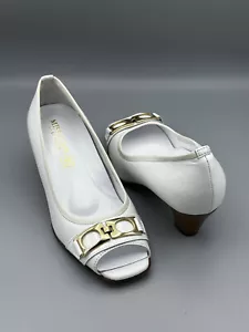 Miss Clair Damen Pumps High Heels Gr. 37 weiss gold mit Akzenten Blockabsatz - Bild 1 von 6