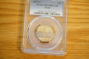 2007-S 25C Clad Utah Quarter PCGS PR70DCAM "Blue Label" - Picture 1 of 2