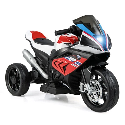 Motocicleta 12V para niños con faros LED brillantes y ruedas antideslizantes rojas Foto 1 de 4
