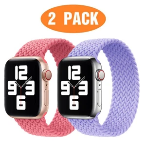 2-Pack Elastic Braided Solo Loop Strap Band Fit Apple Watch 6 SE 5 4 3 21 38-44 - Picture 1 of 20
