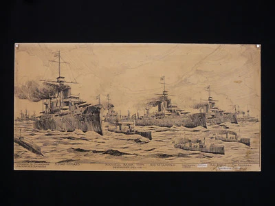 Frans VAN RIEL (1879-1951) Bataille de Riachuelo Rare dessin Argentine militaire - Photo 1/4