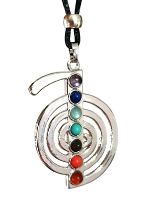 Cho Ku Rei Halskette Chakra Anhänger Edelstein Edelstein Reiki versilbert Per... - Bild 1 von 4