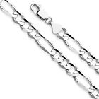 10K White Gold Solid 2.5mm Womens Italian Figaro Link Chain Pendant Necklace 16"