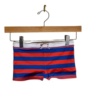 Mini Boden Swim Trunks Bottoms Striped Red Blue Sz 4-5 NWT - Picture 1 of 8