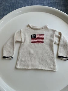 Luba-Robert Hand Knit Kid’s Ivory American Flag Sweater Size 5 - Picture 1 of 5