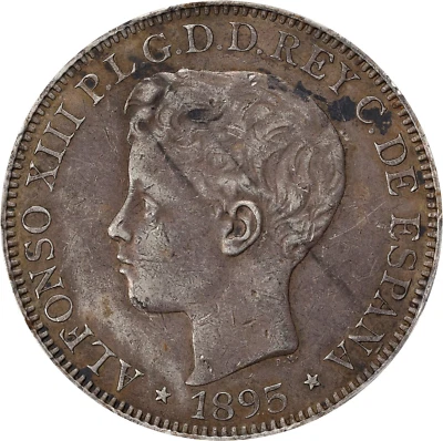 1895-PGV PUERTO RICO ALFONSO XIII MADRID MINT KM-24; CAL-128 PCGS XF-40 - Image 1 of 4