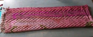 Bufanda envolvente con flecos para mujer diseño de incrustaciones rosa verde 42x22,5 poliéster - Imagen 1 de 4