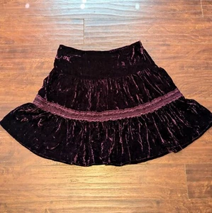 Vintage Star City Juniors Gr. 13 Goth 90er Burgunder Wein Samt Rüsche Boho Rock - Bild 1 von 7