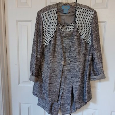 Conjunto de falda de traje Faith de 2 piezas extraíble talla media 16 gris/plateado falda brillante  Foto 1 de 4