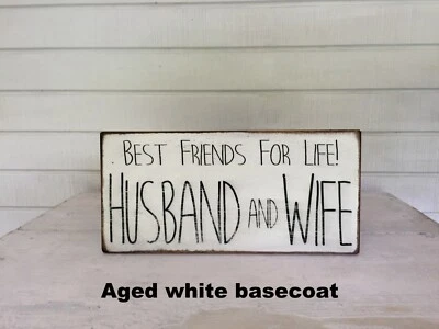 Placa de madeira marido e mulher melhores amigos para a vida, placa antiga, placa primitiva - Imagem 1 de 3
