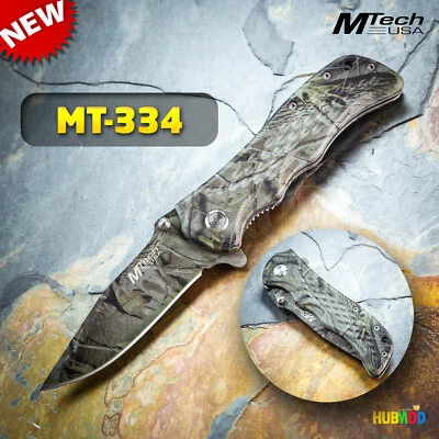 Navaja de Bolsillo Plegable Táctica Camuflaje Bosque 8" MTech EE. UU. Caza Camping Foto 1 de 4