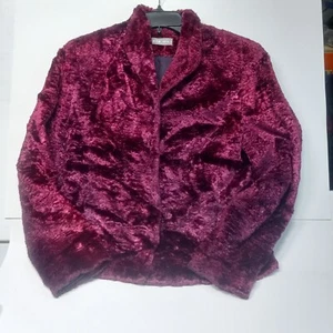 KATE HILL TEXTURED MAROON FAUX FUR BLAZER JACKET SIZE 4 - Picture 1 of 5