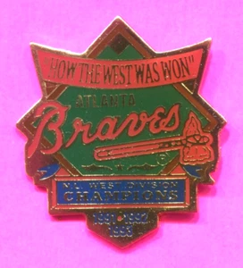 ATLANTA BRAVES PIN HOW THE WEST WAS WON PIN NL WEST CHAMPIONS 1991-92-93 PIN - Picture 1 of 1