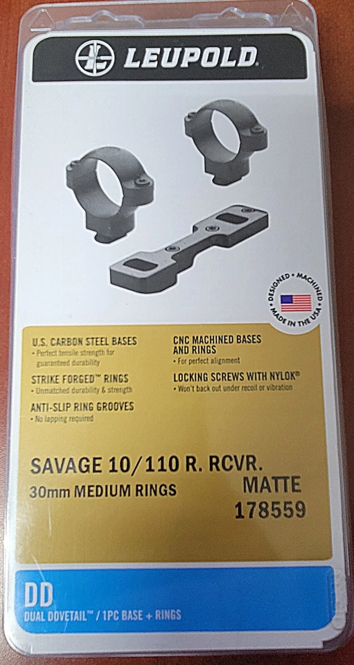 Anillos medianos Leupold #178559 DD 1 PIEZA/30 mm para Savage 10/110 R. RCVR HP Foto 1 de 1