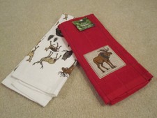 Kitchen towel bath hand towel set of 2 Moose deer owl fox bear tree new w tags