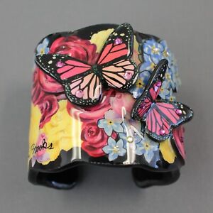 Debbie Brooks Designer Wide Cuff Bracelet Butterfly Flower Swarovski Crystal