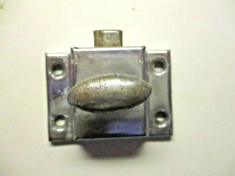 Chrome on Steel Transom Window Cabinet Door Spring Latch Lock Thumb Turn Antique Cover