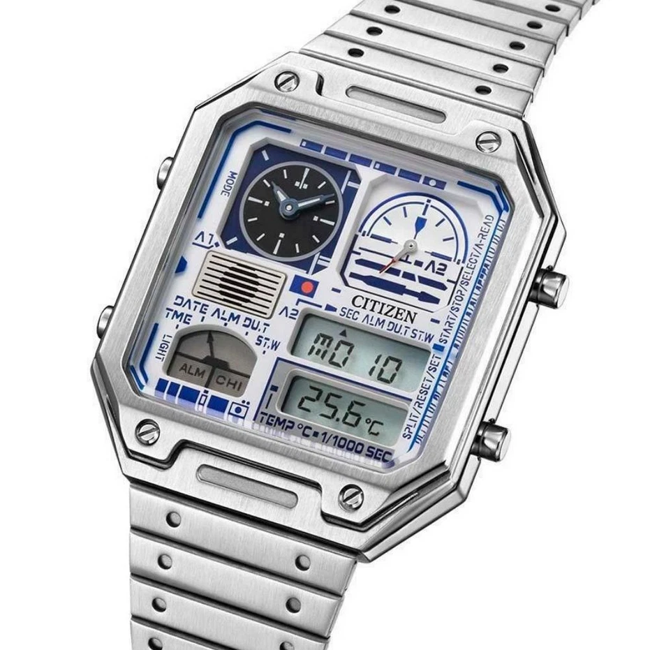 Citizen Men's Star Wars Calendar Quartz Silver R2-D2 Watch 34MM JG2121-54A
