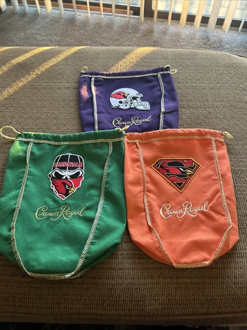 NFL  Arizona Cardinals 3 Bag Set Of Logo’d CROWN ROYAL BAG  1 Liter Cover