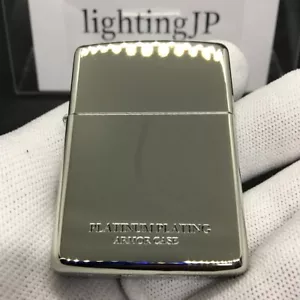 Accendino Zippo Armor placcato platino titanio argento logo laterale incisione Giappone - Foto 1 di 24