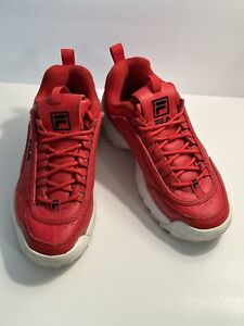 FILA DISRUPTOR II 2 Premium Red White Leather Sneaker Women's Size 7.5 US