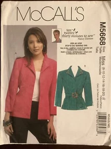 Nuevo patrón de chaqueta de diseñador McCALL'S Misses No. 5668 Talla 8-20 - Imagen 1 de 5