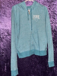 Felpa con cappuccio ROSA Victorias Secret rosa donna grande zip blu chiaro erica - Foto 1 di 6
