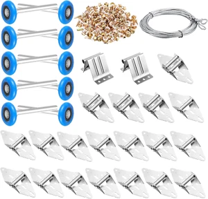 Garagentor Rollen Scharniere Set Halterung Schraube Drahtseil Teile blau Nylon Räder - Bild 1 von 12