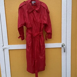 Giacca cappotto lungo 100% seta rosso arancione cintura The Flight Club trincea frangivento - Foto 1 di 8