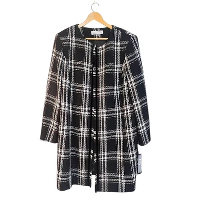 NWT Tahari Arthur S. Levine Size 16W Open Front Tweed Fringe Long Jacket Coat  - Image 1 of 4