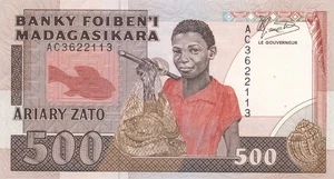 BANK OF MADAGASKAR 500 FRANCS 1988 AU - Picture 1 of 2