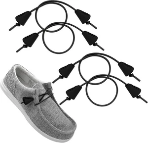 UamGlsob 2Pairs Elastic Shoelaces for Hey Dude 14&quot;/35cm, 2 Pairs Black  - Picture 1 of 7