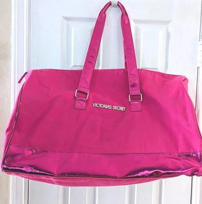Bolso de Mano Victorias Secret Rosa Caliente XLarge de Lona Gimnasio Playa. 21" X 12" X 11" Foto 1 de 4