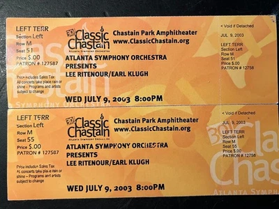 PAIR UNUSED FULL SEASON TICKETS LEE RITENOUR/EARL GLOUGH JULY 9, 2003 ATLANTA - Image 1 of 2