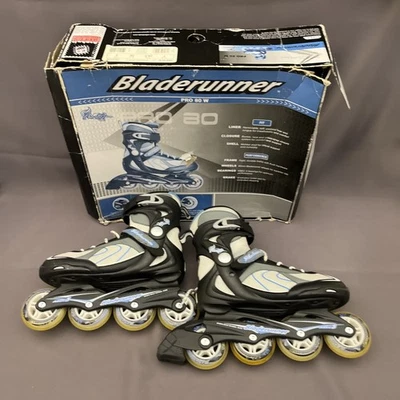 Patines para mujer Bladerunner Pro 80 W talla 7 plateados y azules Foto 1 de 4
