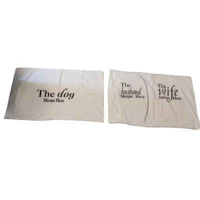 Juego de Funda de Almohada Humorosa Divertida Reina Blanca con Texto Negro Perro, Marido y Esposa Foto 1 de 4