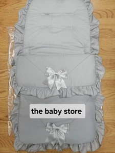 Bebé Niñas/Niños Gris Cinta Grande Arcos Pie Muff Puntos Acogedores Carrito Buggy - Imagen 1 de 1