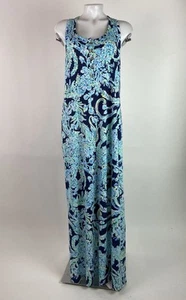 Lilly Pulitzer XLarge Merril Maxi Dress in High Tide Navy Scuba Doo Pima Cotton - Picture 1 of 9