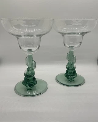 LUMINARC Vidrio Margarita 7" Mexicano Siesta Hombre Sombrero Saguaro Cactus Lof de 2 Foto 1 de 4