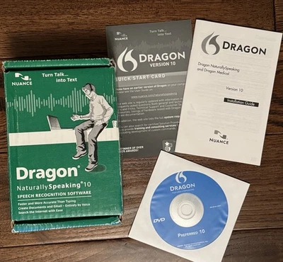 Dragon Naturally Speaking 10 Speech Recognition Software DVD ROM Software Sealed - Image 1 of 4
