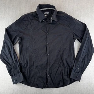 Armani Jeans Shirt Mens Size 2XL Black Button Up Business Long Sleeve Cotton - Picture 1 of 9