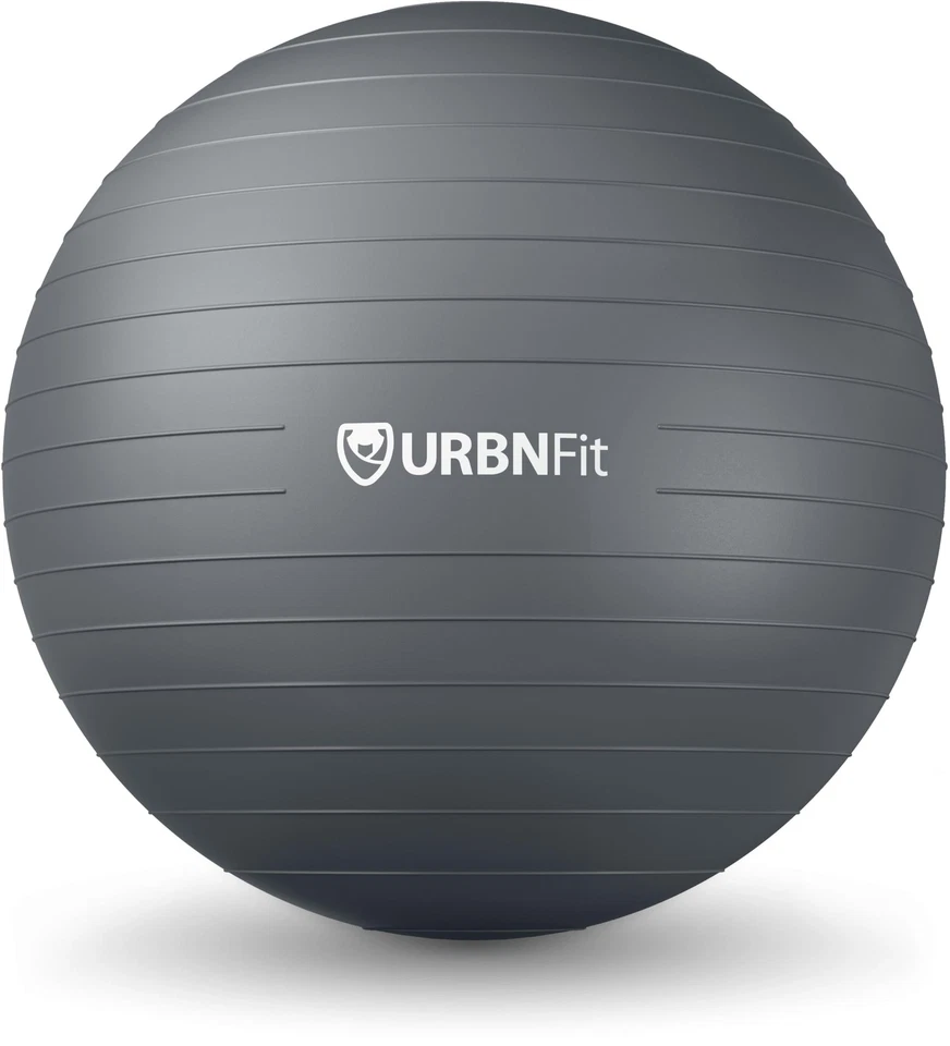 URBNFit Exercise Ball (multiple Sizes) for Fitness Stability 55 Cm Silver