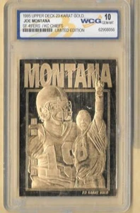 JOE MONTANA 1995 WCG GEM-MT 10 LIMITED EDITION 23KT GOLD CARD! 49'ERS/CHIEFS! - Picture 1 of 1
