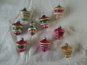 9 Vintage Shiny Brite Atomic Glimmer Glas Tornado UFO Christbaumschmuck - Bild 1 von 15