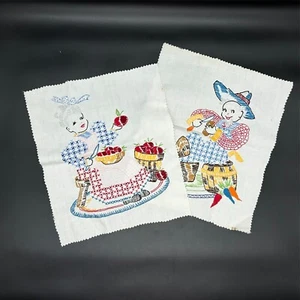 Oma & Opa Bauern in Gingham Schecks handbestickte Kissenplatten - Bild 1 von 13